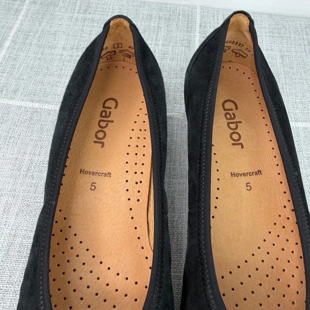 Gabor US 7.5 Black Flats Suede Laser Cut Rhinestone UK 5 Hovercraft‎ Sole